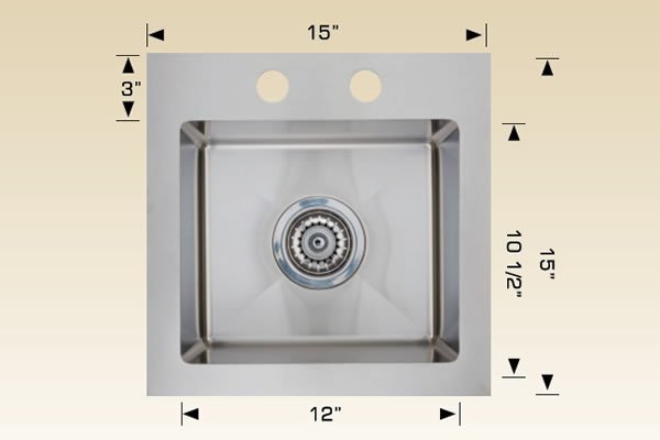Stainless Steel Sinks 15" X 15" X 6" 201506-2