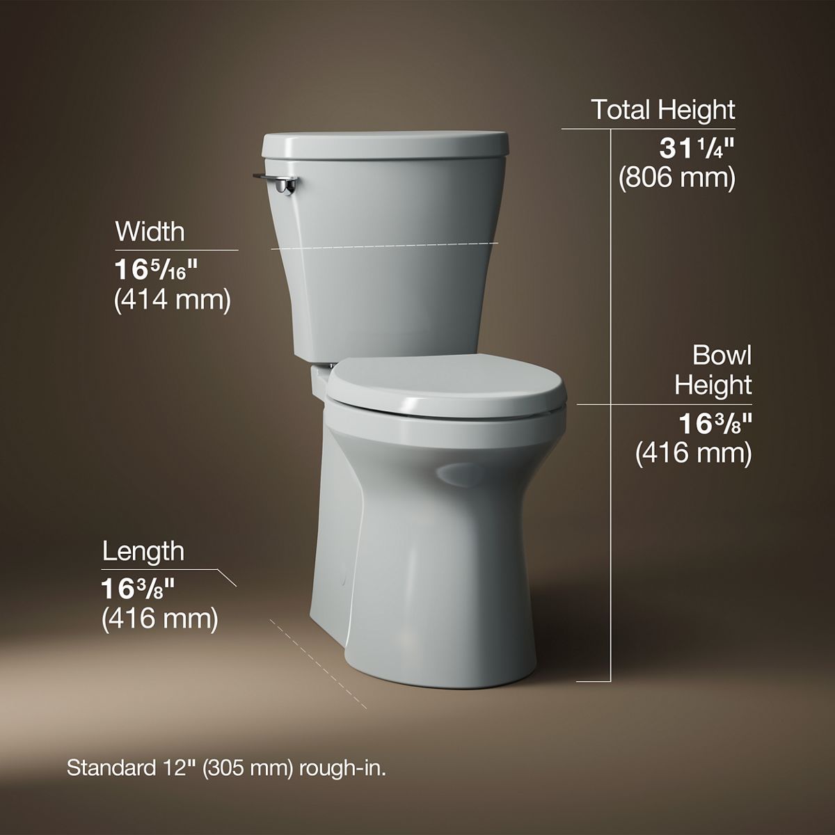 Betello® Two-piece elongated toilet with skirted trapway, 1.28 gpf