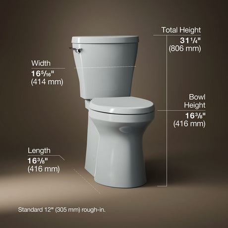 Betello® Two-piece elongated toilet with skirted trapway, 1.28 gpf