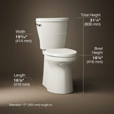 Betello® Two-piece elongated toilet with skirted trapway, 1.28 gpf