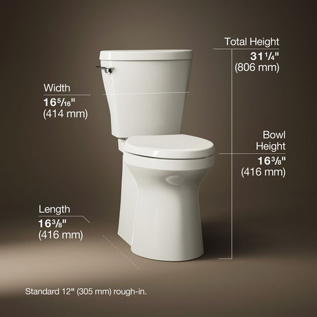 Betello® Two-piece elongated toilet with skirted trapway, 1.28 gpf