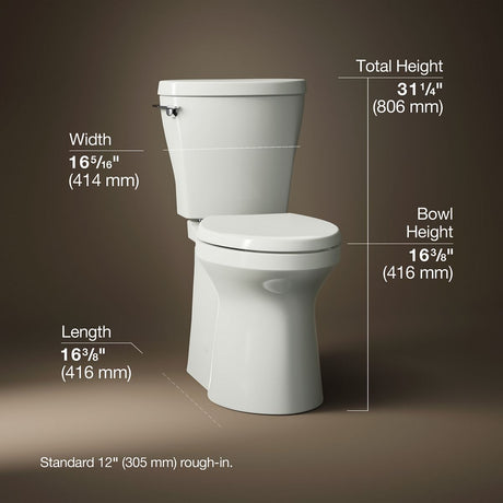 Betello® Two-piece elongated toilet with skirted trapway, 1.28 gpf