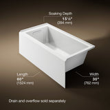Underscore® 60" x 30" alcove bath with integral apron, integral flange, and left-hand drain