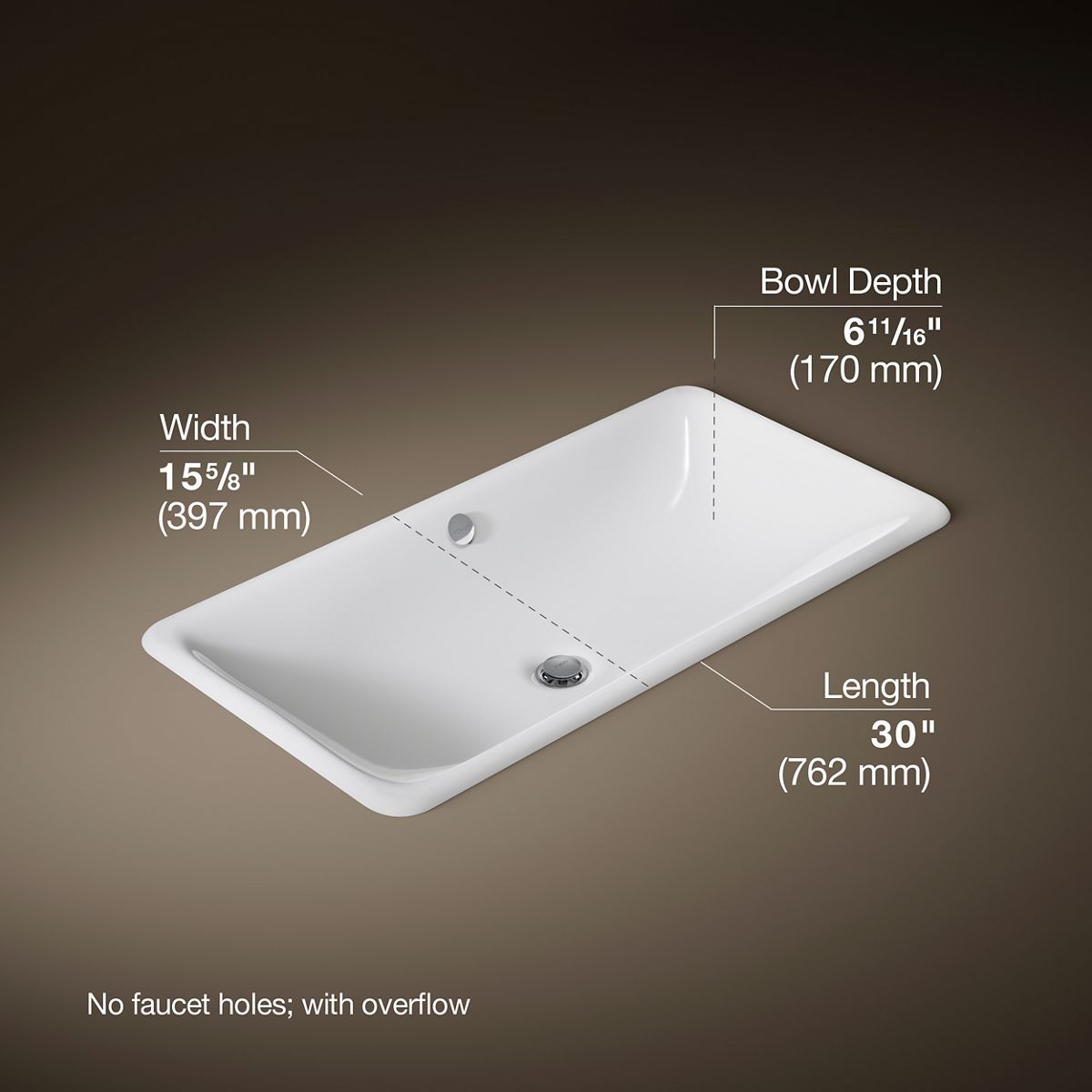 Iron Plains® 30" rectangular drop-in/undermount bathroom sink