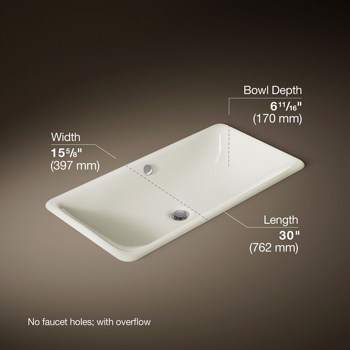 Iron Plains® 30" rectangular drop-in/undermount bathroom sink