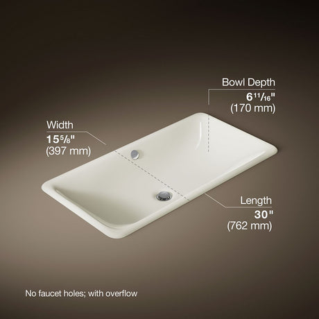 Iron Plains® 30" rectangular drop-in/undermount bathroom sink