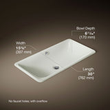 Iron Plains® 30" rectangular drop-in/undermount bathroom sink