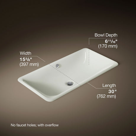 Iron Plains® 30" rectangular drop-in/undermount bathroom sink