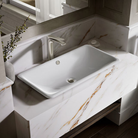 Iron Plains® 30" rectangular drop-in/undermount/vessel bathroom sink with White painted underside