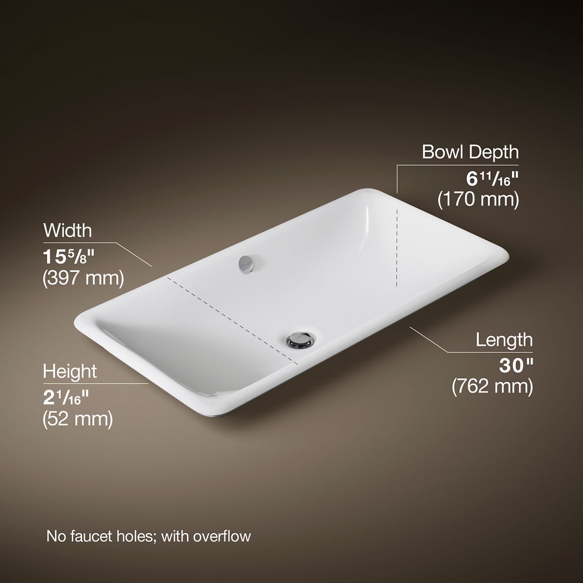 Iron Plains® 30" rectangular drop-in/undermount/vessel bathroom sink with White painted underside