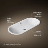 Iron Plains® 33" oval drop-in/undermount bathroom sink