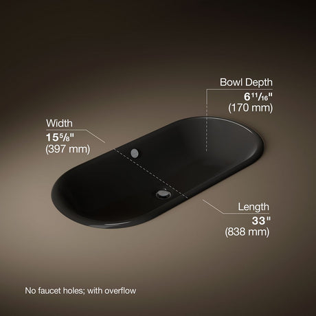 Iron Plains® 33" oval drop-in/undermount bathroom sink