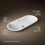 Iron Plains® 33" oval drop-in/undermount/vessel bathroom sink with Iron Black painted underside