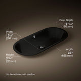 Iron Plains® 33" oval drop-in/undermount/vessel bathroom sink with Iron Black painted underside