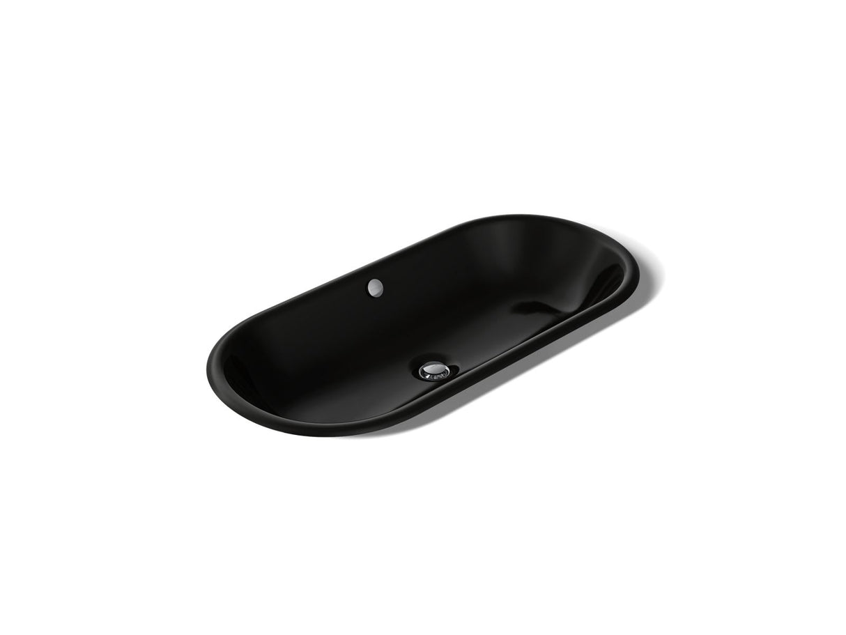 Iron Plains® 33" oval drop-in/undermount/vessel bathroom sink with Iron Black painted underside