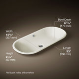 Iron Plains® 33" oval drop-in/undermount/vessel bathroom sink with Iron Black painted underside