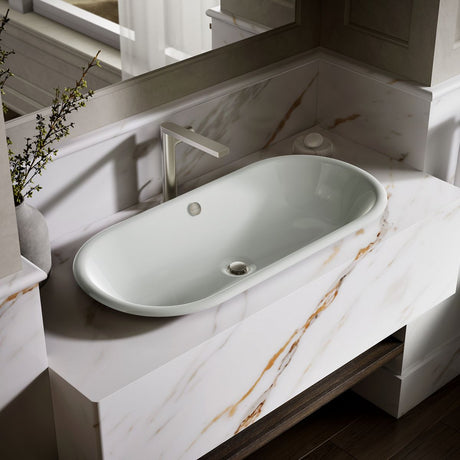 Iron Plains® 33" oval drop-in/undermount/vessel bathroom sink with Iron Black painted underside