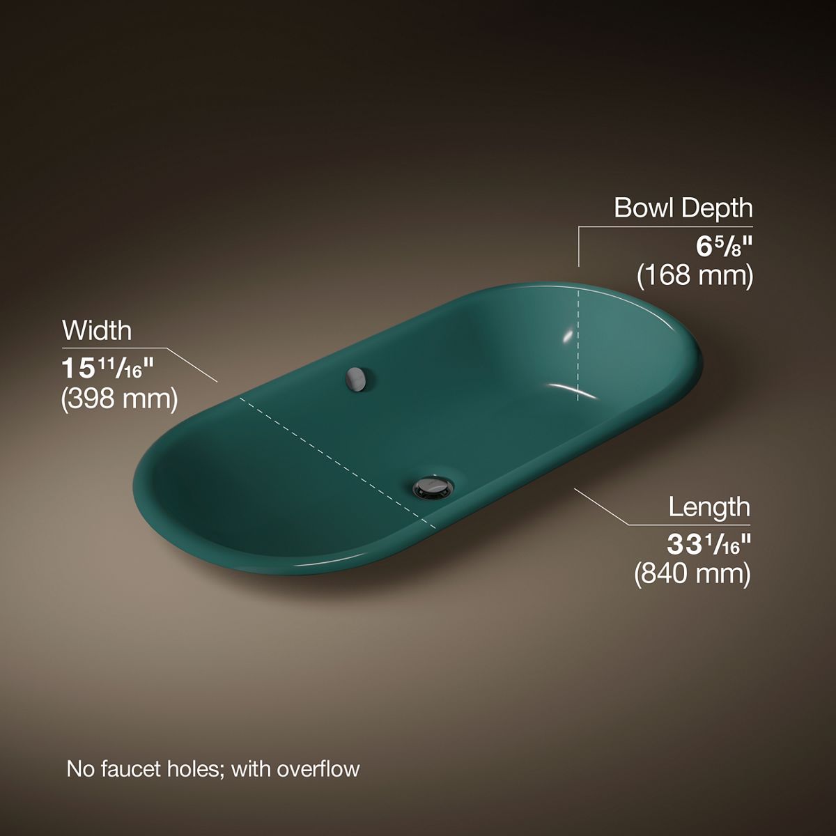 Iron Plains® 33" oval drop-in / undermount / vessel bathroom sink