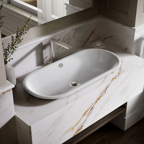 Iron Plains® 33" oval drop-in/undermount/vessel bathroom sink with White painted underside