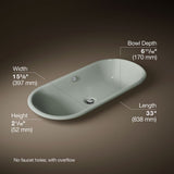 Iron Plains® 33" oval drop-in/undermount/vessel bathroom sink with White painted underside