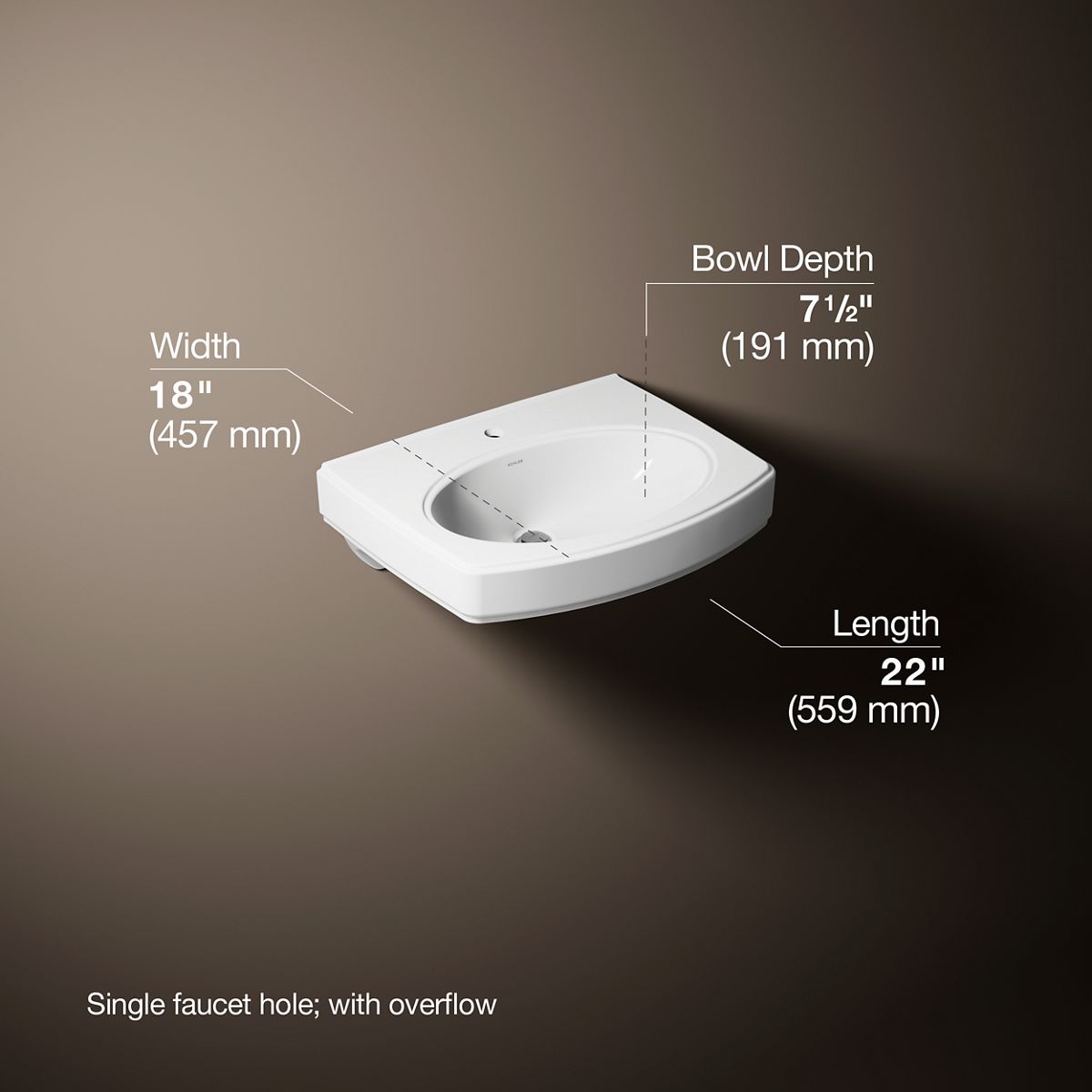 Pinoir® 22" oval wall-mount bathroom sink