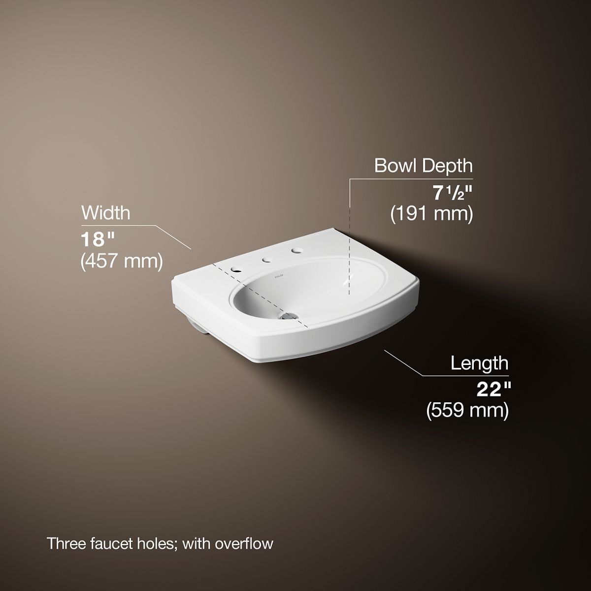 Pinoir® 22" oval wall-mount bathroom sink