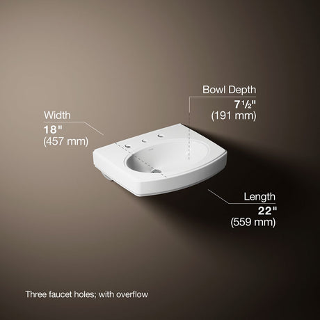 Pinoir® 22" oval wall-mount bathroom sink