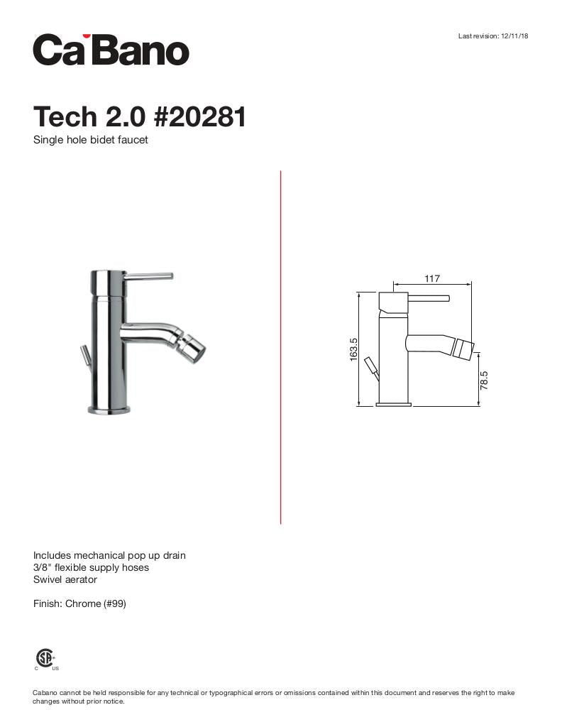 Single hole bidet faucet