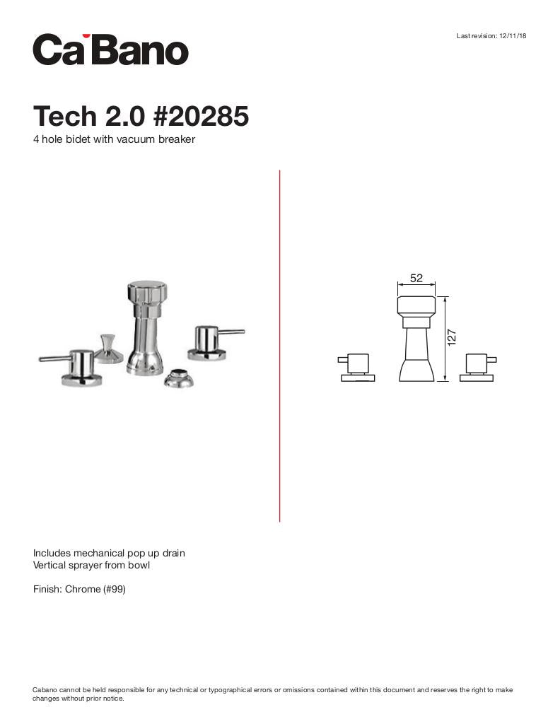 4 Hole bidet with vacuum breaker