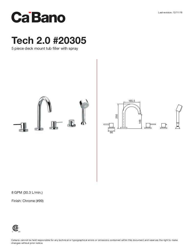 5 piece deck mount tub filler with hand shower