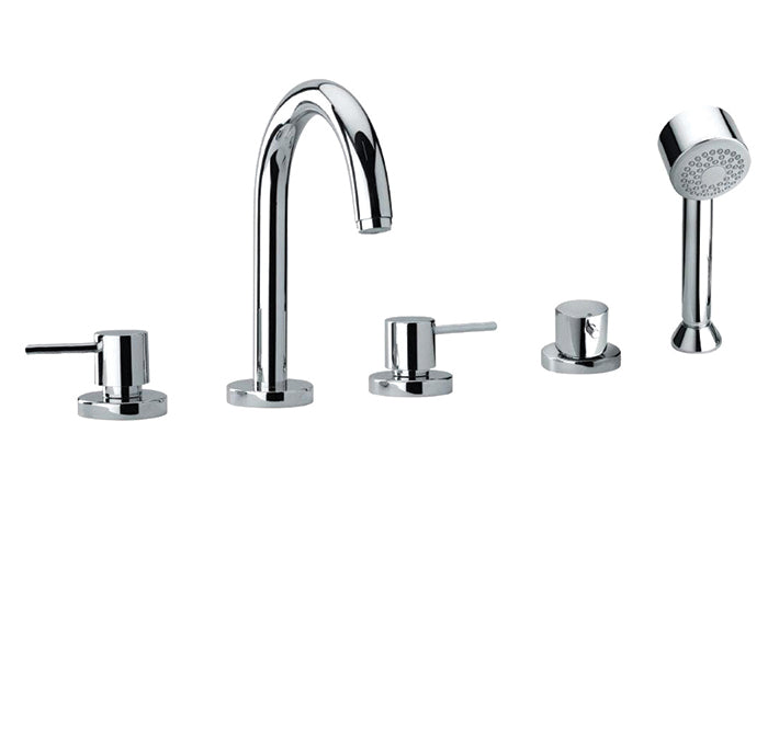5 piece deck mount tub filler with hand shower