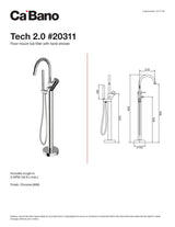 Floor mount tub filler with hand shower