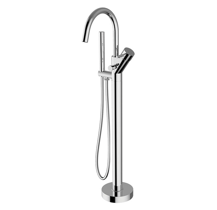 Floor mount tub filler with hand shower