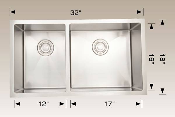 Kitchen Sink 32" X 18" X 9" Bosco Deluxe Series #203323r