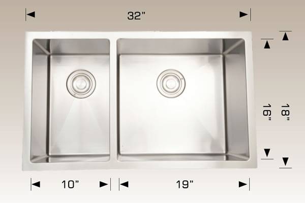 Kitchen Sink 32" X 18" X 9" Bosco Deluxe Series #203324r