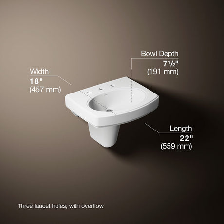 Pinoir® 22" oval wall-mount bathroom sink