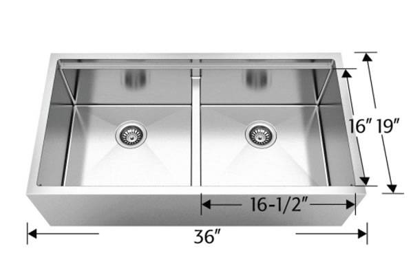 Kitchen Sink 36" X 19" X 10" Bosco Titanium Plus Series #203625m