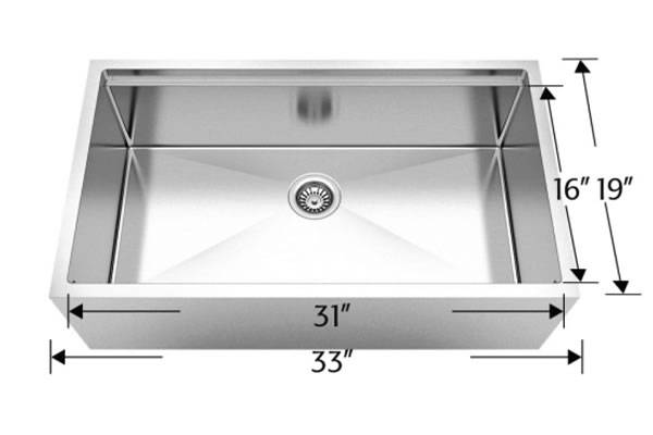 Kitchen Sink 33" X 19" X 10" Bosco Titanium Plus Series #203626m