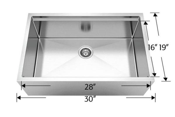 Kitchen Sink 30" X 19" X 10" Bosco Titanium Plus Series #203630m