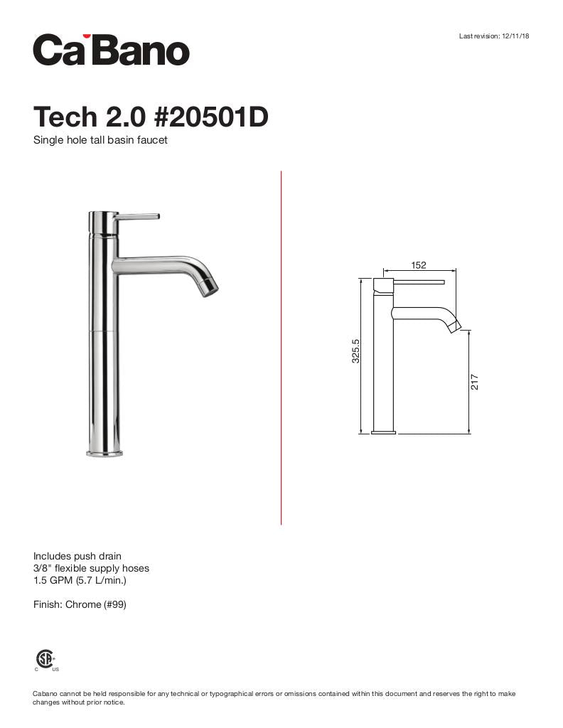 Tall singe hole basin faucet