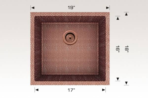 Kitchen Sink 19" X 18" X 7" Bosco Copper Series #206018