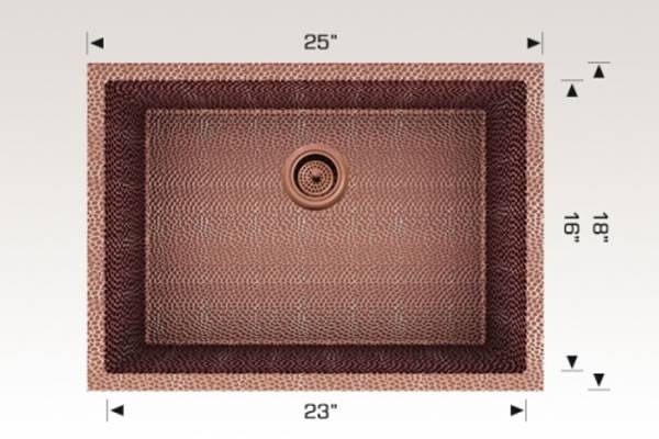 Kitchen Sink 25" X 18" X 8 1/2"bosco Copper Series #206025
