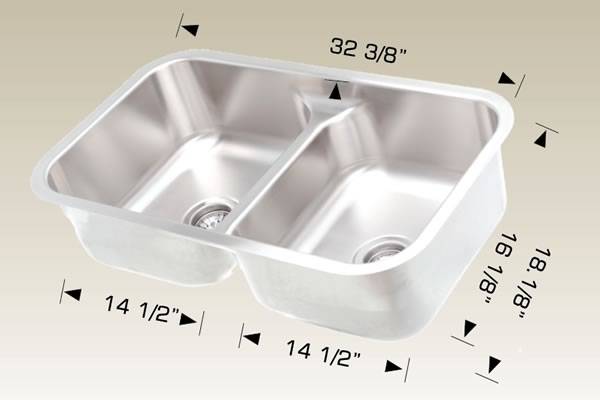 Kitchen Sink 32 3/8" X 18 1/8" X 8" Bosco Standard Series #207001m