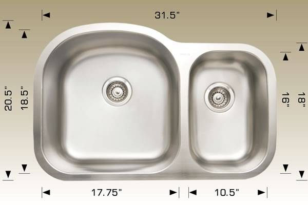 Kitchen Sink 31.5" X 20.5" X 9" Bosco Super Series #207003