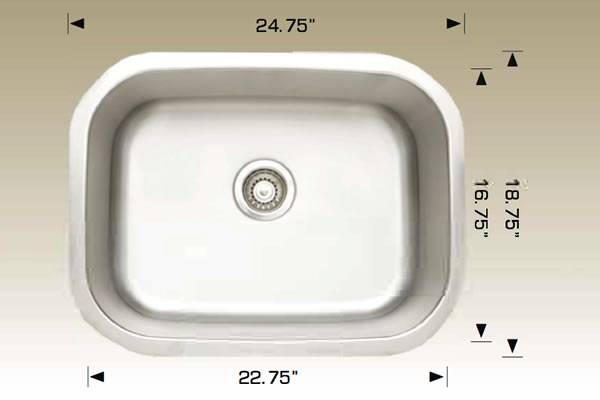 Kitchen Sink 24.75" X 18.75" X 9" Bosco Super Series #207005