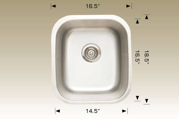Kitchen Sink 16.5" X 18.5" X 9" Bosco Super Series #207007