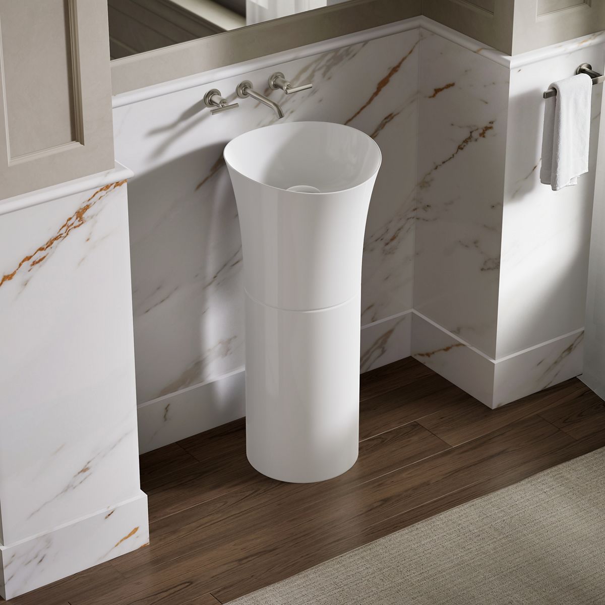 Veil™ 16" pedestal bathroom sink, no overflow