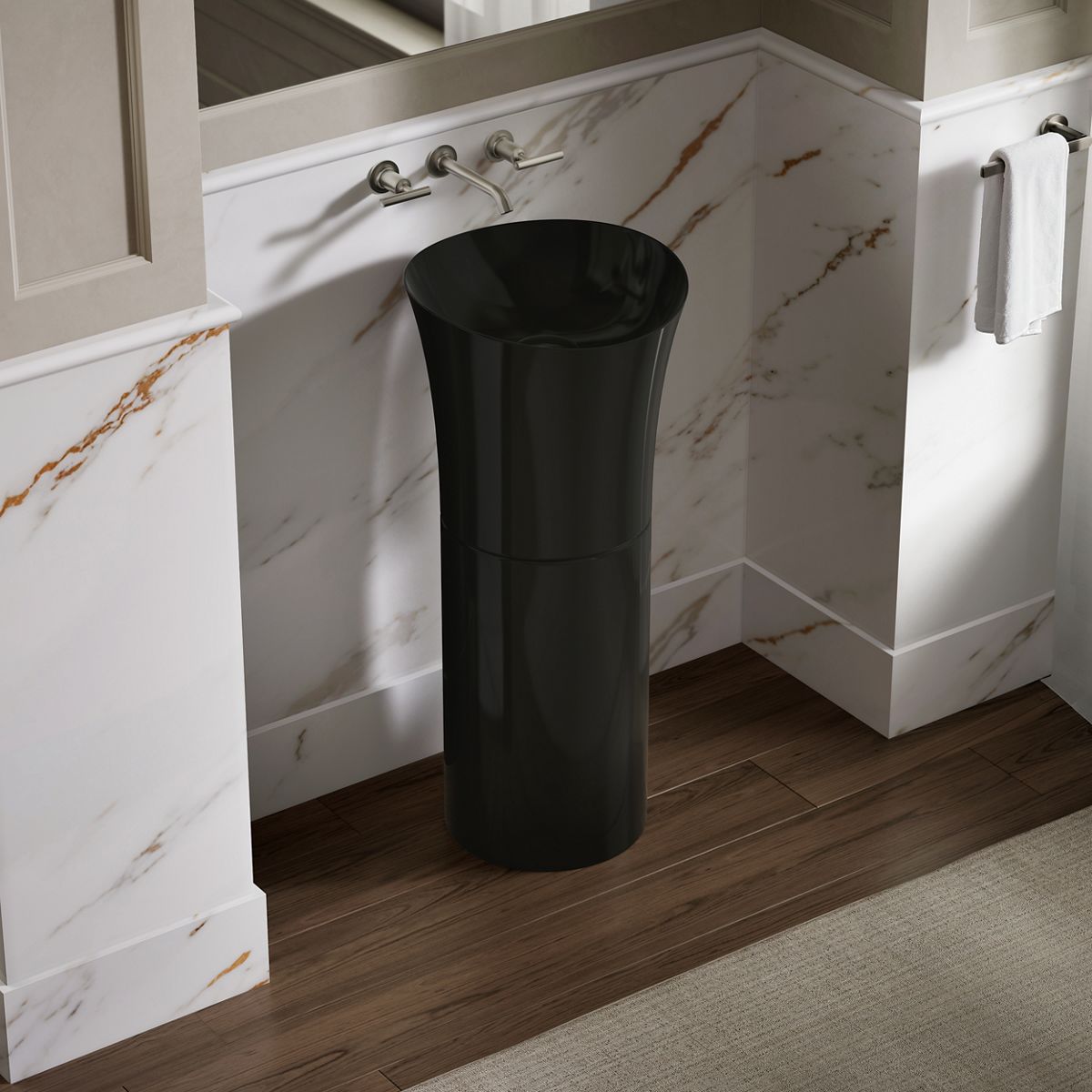 Veil™ 16" pedestal bathroom sink, no overflow