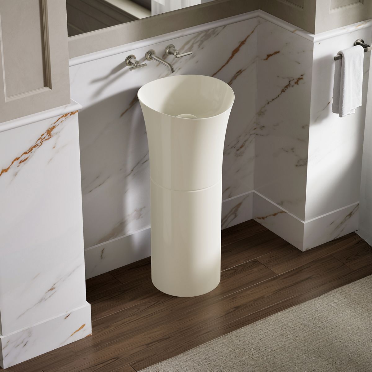 Veil™ 16" pedestal bathroom sink, no overflow