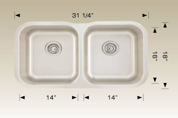 Kitchen Sink 31 1/4” X 18” X 9” Bosco Standard Series #207039b